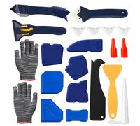 11 PCS Silicone Remover Tool, 5-in-1 Caulking Tool Kit with Stainless Steel Scraper, Sealant Finishing Tool for Bathroom, Kitchen, Floor, Window Caulk Removal and Application