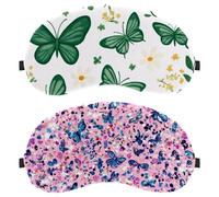 11 PCS Sleep Mask, Light Blocking Sleeping Eye Mask for Women Men, Blue Butterfly and Flower PurpleBackground Night Blindfold, Breathable Eye Mask Cover