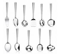 11 Pcs Stainless Steel Kitchen Utensil Set, Cooking Utensils Set | Non-Stick | Heat Resistant Kitchen Essentials | Dishwasher Safe | Cookware Tools | for Home Kitchen Restaurant Camping