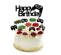 11 Pcs Video Game Happy Birthday Cake Toppers Cupcake Decorations Set Game Controllers Cake Decorations Picks for Man Or Kids Game Themed Birthday Party Supplies