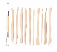 11 Pcs Wooden Clay Sculpting Tools, Double Ended Ceramic Wooden Clay Modeling Sculpture Tools Pottery Dough Modeling Tool Pottery Sculpting Tool for Cutting Carving Shaping Detailing