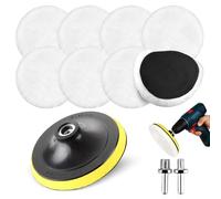 11 Pcs Wool Polishing Buffing Pad, 6 Inch Polishing Pads for Drill Car Polisher Buffer Drill Attachment with M14 Drill Adapter and Hex Shank Bit Adapter for Car Detailing Sanding Waxing