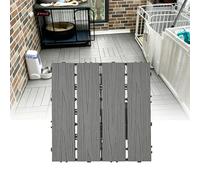 11 Pcs WPC Interlocking Deck Tiles, Waterproof Outdoor Patio Flooring,Gray | 300 kg load capacity per tile with a 2.3 cm thick base-durable WPC flooring in Wood Tone, Red, or Gray