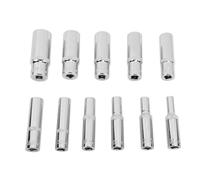 11 - Piece 1/4 Inch Hex Extended Socket Set, Chrome Vanadium Steel 6 Point Deep Sockets 4-14mm, Long Reach Socket Wrench Kit for Tight Spaces and Mechanical Repairs