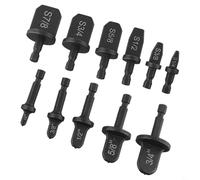 11-Piece Air Conditioner Copper Tube Expander Swaging Tool Set with 1/4-Inch Hex Shank for HVAC Installation, Black, 7/8-1/4 Inch Sizes