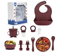 11-Piece Baby Weaning Set, Silicone Baby Feeding Kit with a Suction Bowl, Plate, Adjustable Bib, Sippy Cup, Snack Container, Fork, and Spoon, BPA-Free Toddler Feeding Set