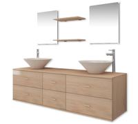 vidaXL Bathroom Set 11 Piece with Basin with Tap Black Vanity Unit Cabinet