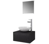 Vidaxl Four Piece Bathroom Furniture Set With Basin With Tap Black