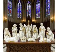 11-Piece Christmas Figurine Collection, Porcelain Holiday Decor with Holy Family, Angels, Shepherds and Animals