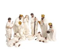 11-Piece Christmas Nativity Scene Set, 5.91'' Christmas Crib Nativity Figures of Holy Family, Indoor Resin Manger Figurines, Tabletop Religious Sculpture Traditional Jesus Birth Decor for Home