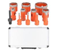 11 Piece Diamond Hole Saw Kit, M14 Hole Saw Set with Hex Shank, High Efficiency Vacuum Brazing Technology for Ceramic Tile Marble Granite, 68-6mm Multi Size Hole Opener for Corde