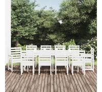 vidaXL Garden Dining Set Patio Table and Chair 11 Piece White Solid Wood Pine