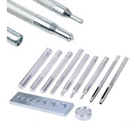 11-Piece Hole Punch Set for Leather Crafting with 7-in-1 Die Base and Hollow Punches, Snap Button and Rivet Tool Kit for Belts and Accessories