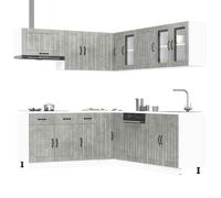 vidaXL 11 Piece Kitchen Cabinet Set Lucca Concrete Grey Engineered Wood, Grey