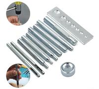 11-Piece Leather Hole Punch Set with 7-in-1 Die Base (6-15mm) & Hollow Punches (2.5mm/3.5mm) for Rivets, Studs, Snap Fasteners - 45# Steel Hand Tool