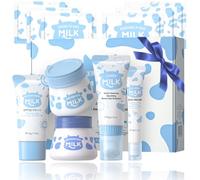 11-Piece Milk Skincare Set for Teenagers Girls- Gentle Skin Care Sets & Kits with Milk Cleanser, Toner, Serum, Eye Cream & Moisturiser, Sunscreen, Eye & Lip Masks, Korean Skincare Set for Glowing Skin