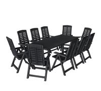 11 Piece Outdoor Dining Set Plastic Anthracite Table Folding Chair vidaXL