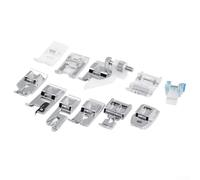 11 Piece Presser Foot Set for Sewing Machines, Compatible with Most Brands, Sewing Machine Feet Accessories Kit with Button, Roller, Embroidery, Quilting, Blind Hem & Drawstring Feet, Zinc Alloy & PVC