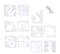 11-Piece Quilting Template Kit with Low Shank Ruler Foot & Non-Slip Stickers - Complete Set for Free Motion Quilting, Sewing Machine Accessories & DIY Crafting