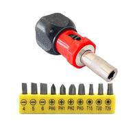 11-Piece Ratchet Screwdriver Set with /4" Hex Bit Holder, Magnetic PH0/PH1/PH2/T1/For T20/For T25 Bits, Compact 80mm Handle for Tight Spaces
