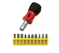 11-Piece Ratchet Screwdriver Set with Magnetic /4" Hex Bit Holder, PH0/PH1/PH2/T1/For T20/For T25 Bits, Compact Ergonomic Handle for Tight Spaces,