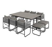11 Piece Rattan Garden Dining Set Patio Table Chairs Space Saving Cube Furniture