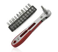 11-Piece Right Angle Screwdriver Set, 36T CR-V, Magnetic Holder for Auto | Bidirectional ratchet, slim 4.4-inch profile, hex drive, hardened steel, Phillips and flathead bits, electronics use
