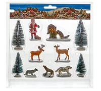 11 Piece Santa Winter Model Village Model Railway Chritmas Ornaments Father Christmas Reindeer Trees
