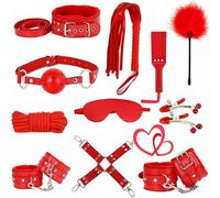 11 Piece Set Of Multifunctional Leather Tension Rope And Racket Combination, Men'S And Women'S Full Body Strength Training Fitness Equipment - Y5 (Red)