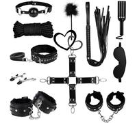 11 Piece Set Of Multifunctional Leather Tension Rope And Racket Combination, Sturdy, Men'S And Women'S Full Body Strength Training Fitness Equipment - Y5 (Black)-Couple Accessories