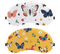 11 Piece Sleep Mask, Light Blocking Sleeping Eye Mask for Women Men, Colorful Butterfly and Flower Yellow Background Night Blindfold, Breathable Eye Mask Cover