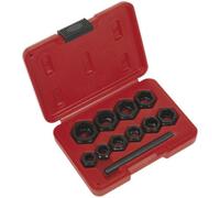 11 Piece Spanner Type Bolt Extractor Set - Reverse Spiral Flutes - Low Profile