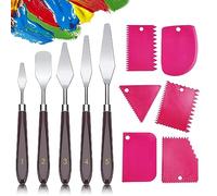 11 Piece Spatula for Acrylic Painting Set, Palette Knife for Structure Paste, 5 Pieces Painting Knife Set with 6 Pieces Toothed Spatula, Structure Paste Spatula, Acrylic Spatula for Oil Painting,