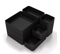 11-Piece Stackable Drawer Organizer Set, Multi-size Desk Drawer Organizer Trays Vanity Storage Bins for Storing Makeup, Stationery, Utensils in Bathroom Dresser, Office and Kitchen