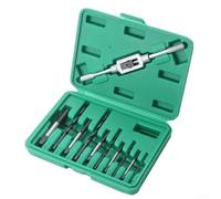 11 Piece Tap Wrench Screw Extractor Kit with Precision Ground High Speed Steel Bits for 3MM to 10MM Broken Fasteners