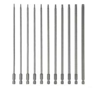 11-Piece Torx-Screwdriver Bit Set for 1/4" Hex Shank, 200 mm Length, Magnetic Tips, Alloy Steel, for T6/T7/T8/T9/T10/T15/T20/T25/T27/T30/T40