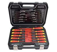 11-Piece VDE Insulated 1000V Electric Screwdriver Set, Slotted and PH Set, Magnetic Cross and Slotted Tips, Chromium-Vanadium Steel
