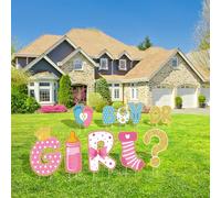 11 Pieces Cute Gender Reveal Decorations Baby Shower Yard Signs with Stakes, Baby Gender Reveal Ideas Yard Letters Lawn Signs Boy or Girl Gender Reveal Decorations for Family Husband Gender Reveal
