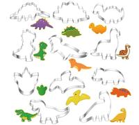 11 Pieces Dinosaur Cookie Cutters Set, Dinosaur Biscuit Cutter Stainless Steel Mould, Multiple Dinosaurs Cutter Mould for Kids Birthday Party Decorations, Baking Fondant Cookies, Cake Decorations