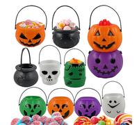 11 Pieces Halloween Pumpkin Buckets, Children Trick Or Candy Pail Bucket, Trick Or Treat Pail Pumpkin Buckets Halloween Decorations, Portable Pumpkin Candy Pail Candy Holder for Kids Children