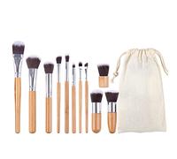 11 Pieces Make up Brushes, Make up Brush Set Bamboo Handle, Synthetic Cosmetics Brush Foundation Powder Blending Blush Concealers Eyeshadow Eyeliner Soft Makeup Brushes Kit with a portable bag