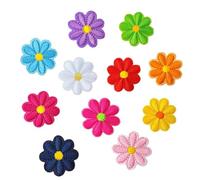 11 Pieces Mixed Color Daisy Flower Embroidery Applique Patches Small Flower Iron On Sewing Floral Repair Patch DIY Clothing Accessory for Women Girls’ Clothes Pants Hats Jeans Decor