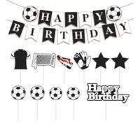 11 Pieces Of Football Cakes With Card Inserts And 1 Set Of Flag Pulling, Sports Themed Party Supplies, Children'S Birthday Cake Matching, And Fun Dessert Embellishment Supplies.