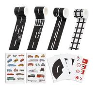 11 Pieces Road Tape for Toy Cars - DIY Removable Traffic Sign & Train Track Set with Sticker Rolls, Easy to Apply and Remove for Kids' Imagination Development