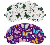 11 Pieces Sleep Mask Cover, Eye Mask for Men Women, Colorful Butterfly with Flower Pueple Background Breathable Sleeping Eye Masks, Zero Eye Pressure for Sleeping