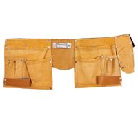 11 Pocket Genuine Leather Tool Belt Carpenters Builders Adjustable Hammer Loop