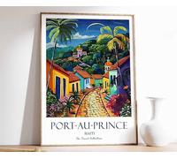 11 Port Au Prince Print Port Au Prince Travel Poster Haiti Travel Poster Caribbean Print Tropica Poster A5 - Wall Art Home Decor Movie Poster Canvas Film Cinema Retro Vintage Cult Classic Nostargic S