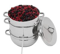 11 Qt Fruit Steam Juicer, 304 Stainless Steel Vegetables Juice Steamer Pot, Kitchen Cookware with Lid, Hose, Clamp, Loop Handles for Making Juice, Jelly, Jams, Pasta