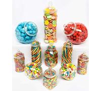 11 Retro Mixed Plastic Sweet Jars for Pick & Mix, Victorian Sweet Shop, Candy Buffet Kit, Party Pack