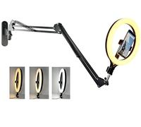 11'' Ring Light Wall Mount Phone Holder, Cell Phone Selfie Light with Wall Rotating Arm Compatible with iPhone 16 15 14 13 12 11 Xr Xs X pro max and Samsung Smartphones